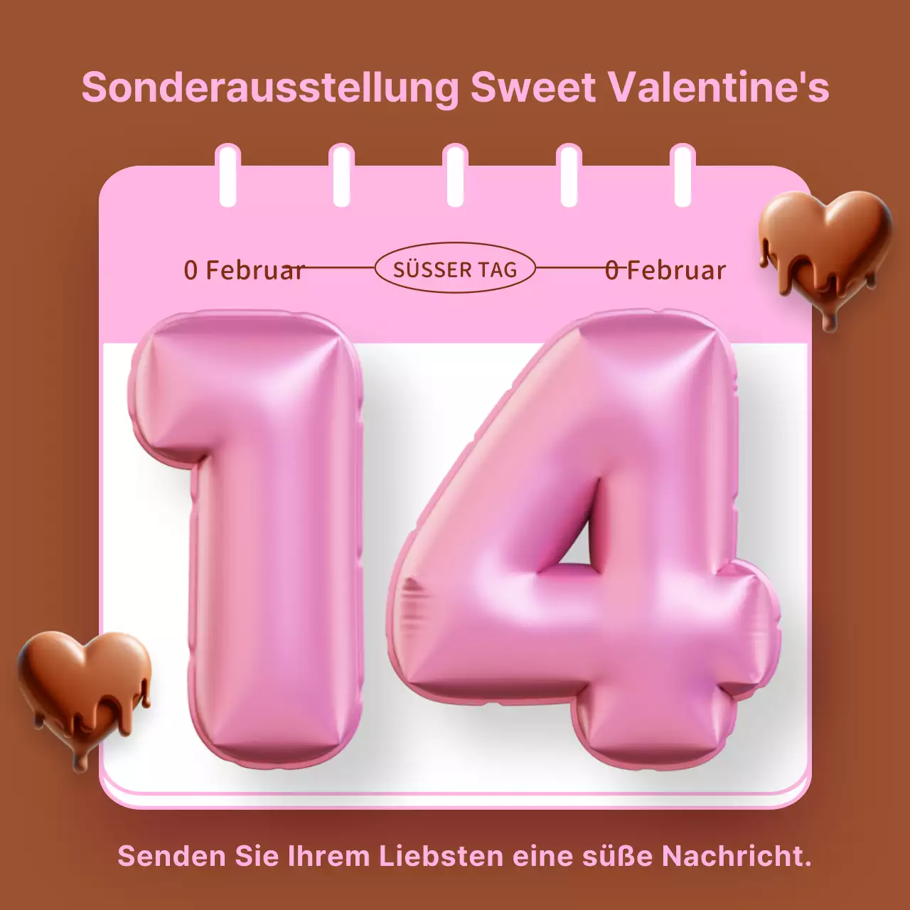 Kitschiger Cyber-Flyer zum Valentinstag in Rosa