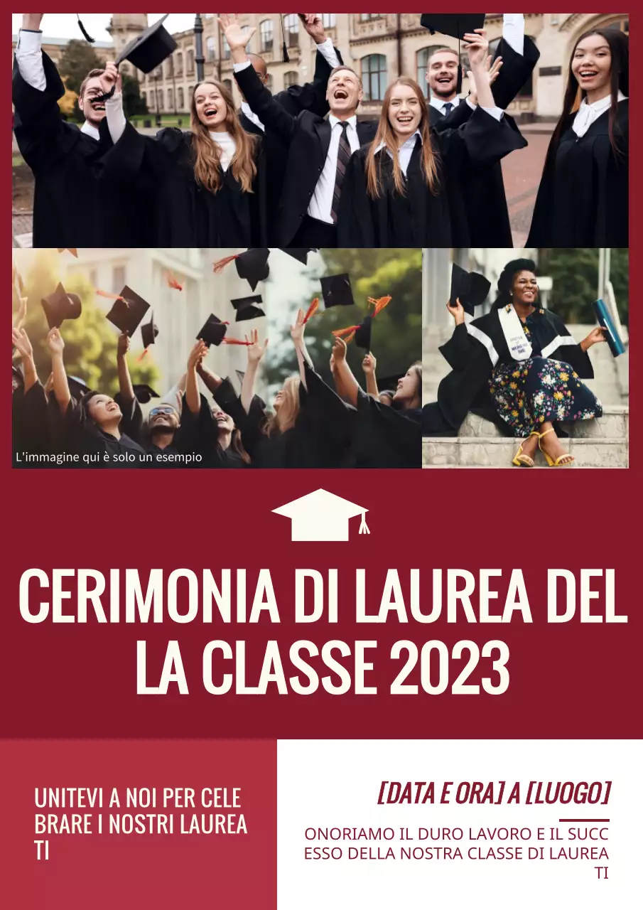 Invito semplice alla cerimonia di laurea in bianco e rosso