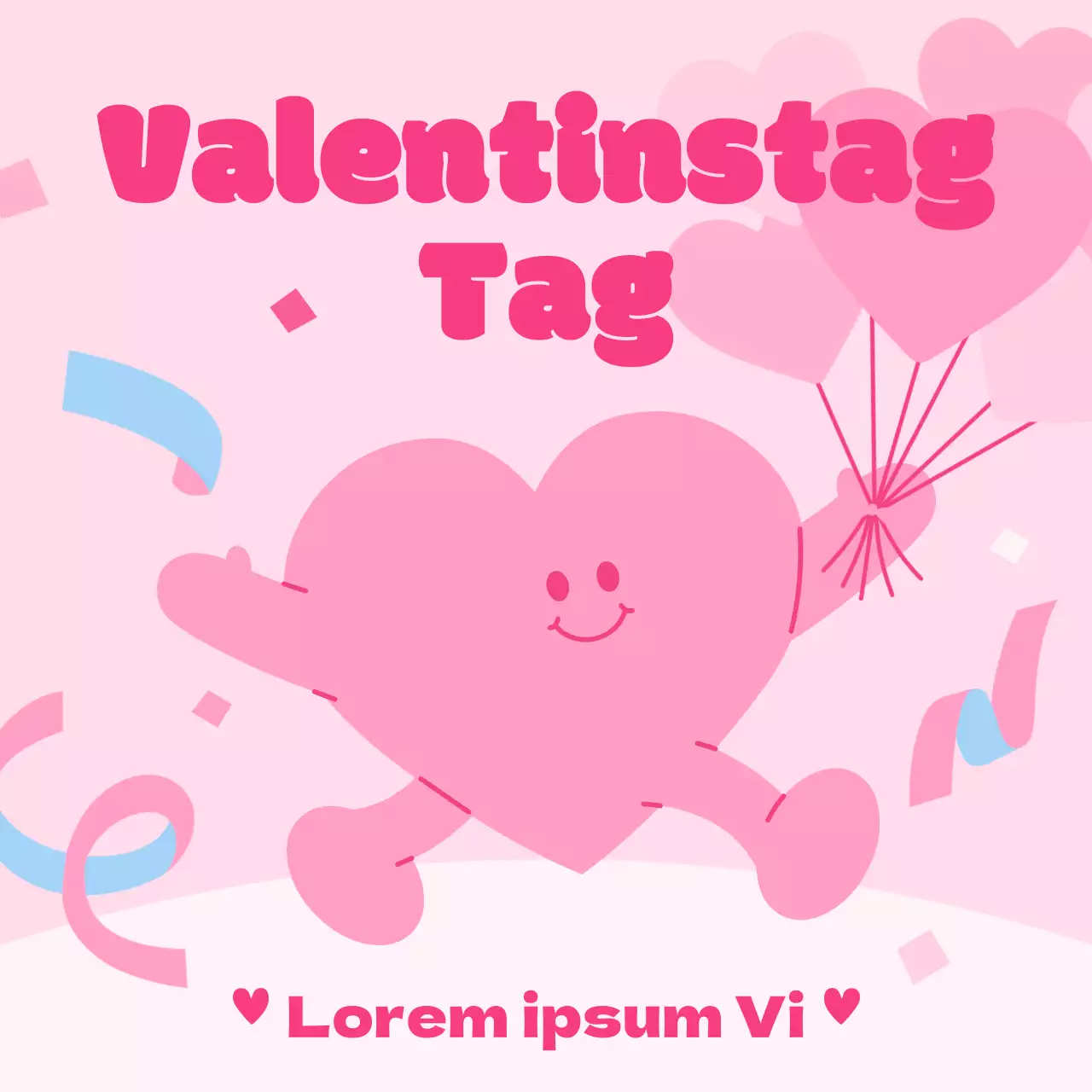 Eine hübsche Anzeige zum Valentinstag in Rosa und Hellblau