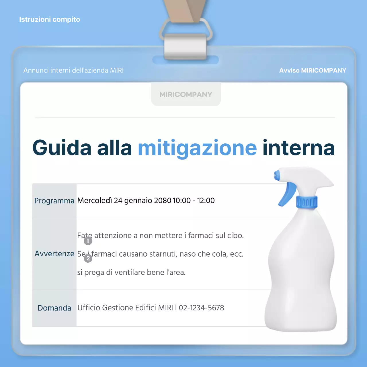 Moderno planner per annunci aziendali di un anno in bianco e azzurro
