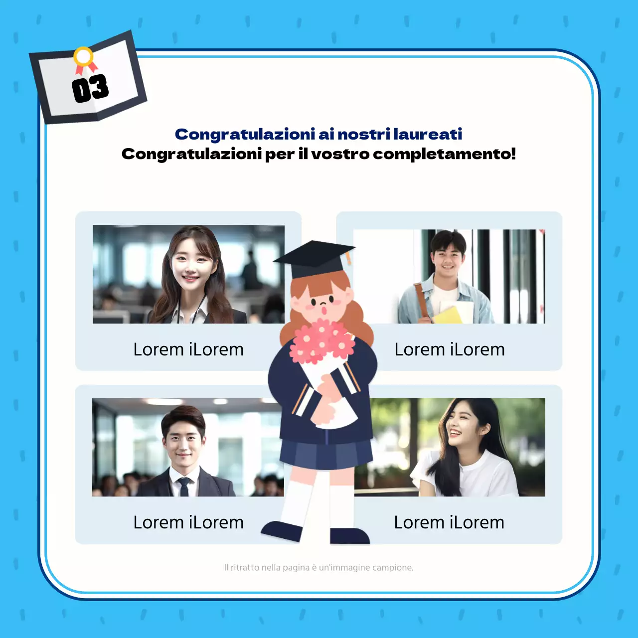 Palo di completamento centrale blu e azzurro