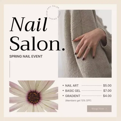 Beige Modern Nail Promotion Social Media Post