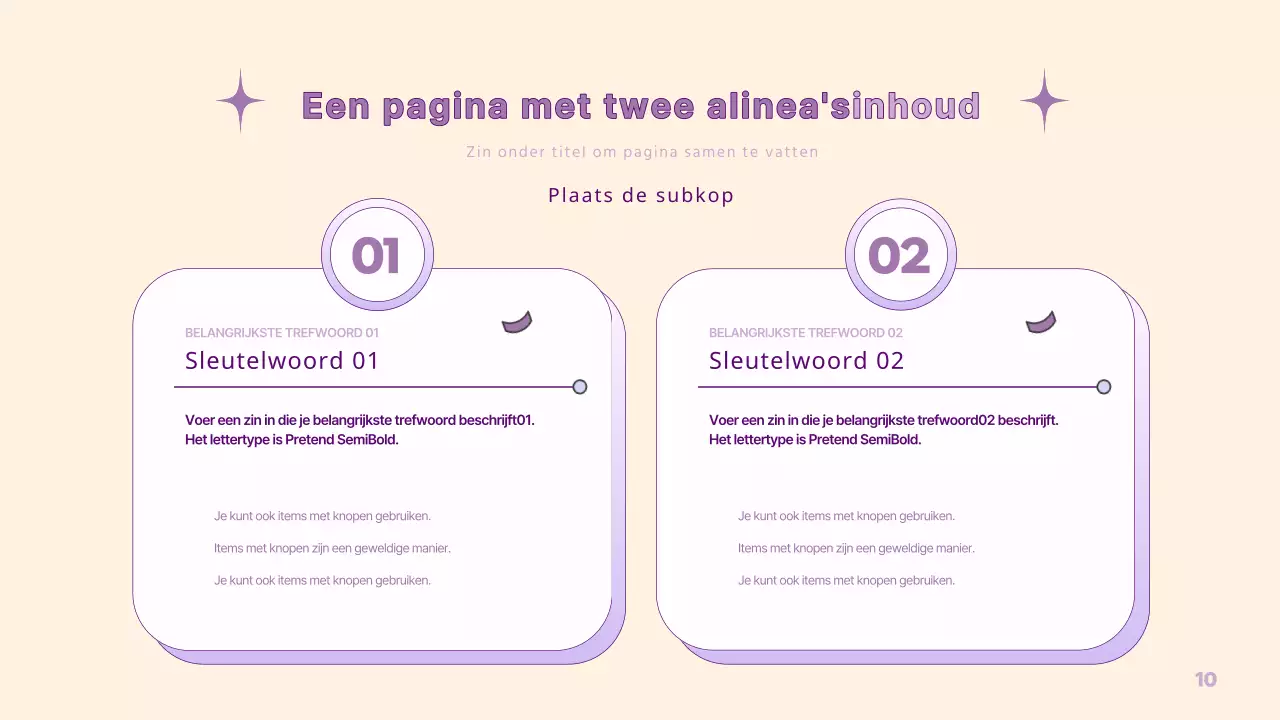 Een eenvoudige PM-presentatie in geel en paars