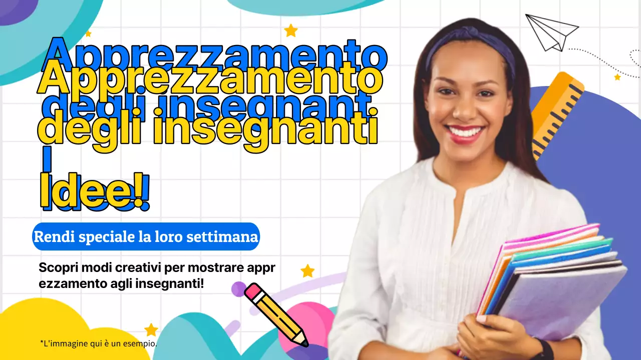 Pubblicità geometrica gialla e blu per la Giornata degli Insegnanti