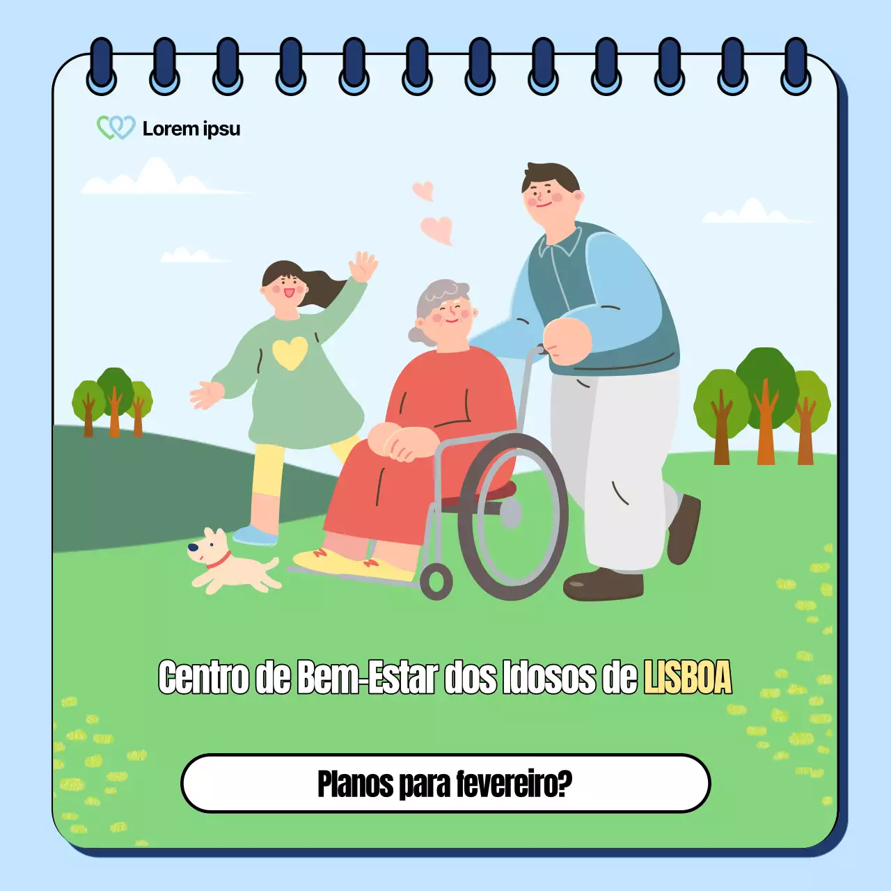 Um belo post sobre o gabinete de assistência social em verde e arco-íris