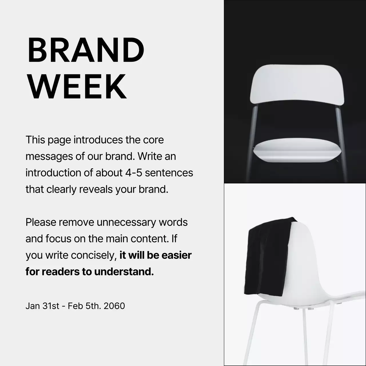 Black and white minimalist interior brand post