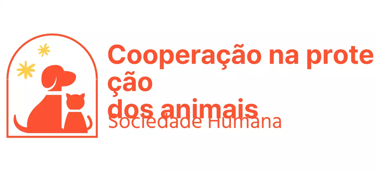 Associação de proteção dos animais com um bonito logótipo ilustrado de um cão e um gato a vermelho.