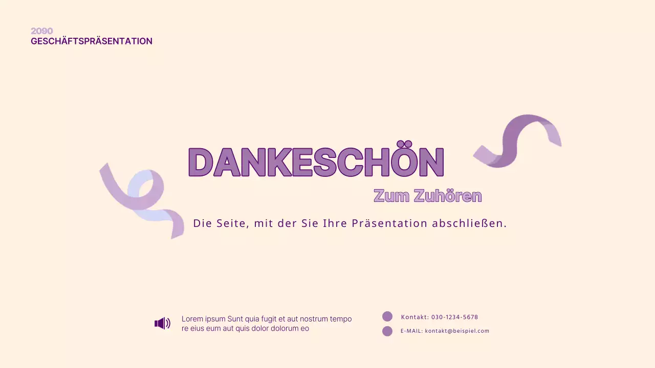 Eine einfache PM-Präsentation in Gelb und Lila