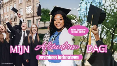 Roze en wit trendy afstudeerverhaal