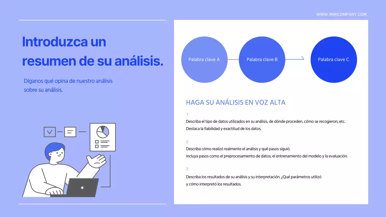 Un sencillo modelo de informe de organización de la información en azul y blanco