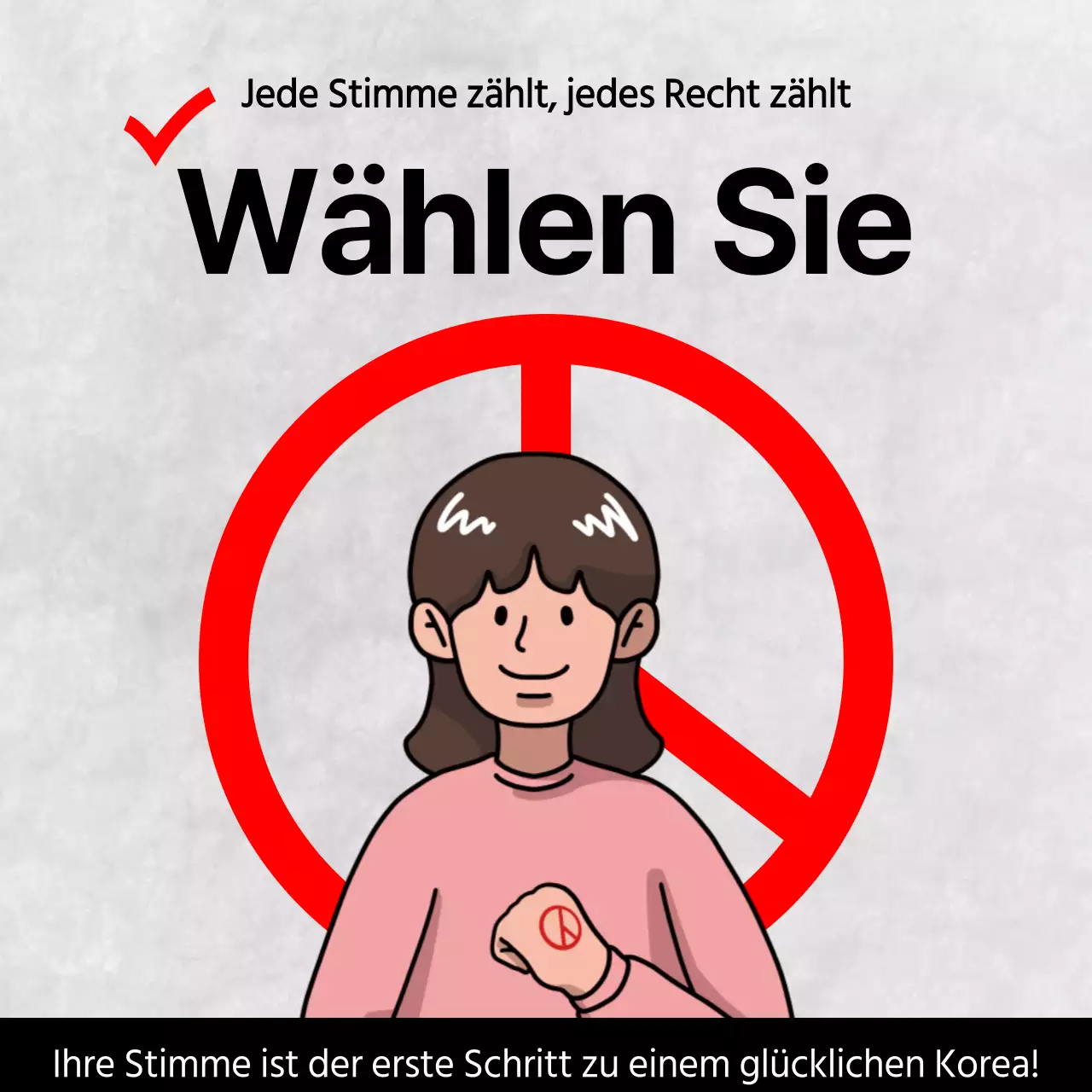 Eine minimalistische, rot-schwarze Wahlwerbung