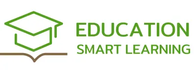 Smart Learning with a green bachelor's cap and book illustration logo