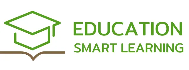 Smart Learning with a green bachelor's cap and book illustration logo