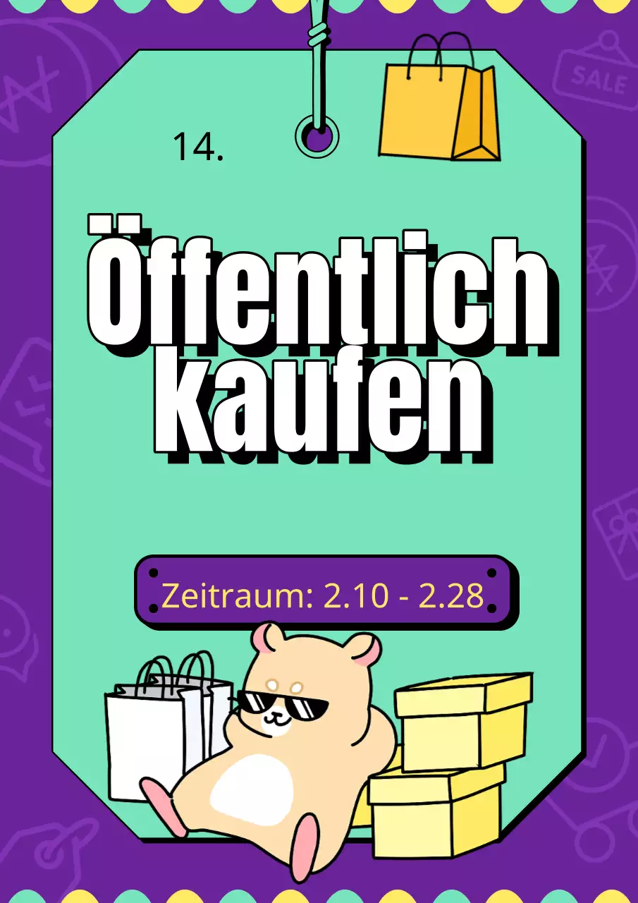 Eine einfache Co-Buy-Anzeige in Lila und Mint