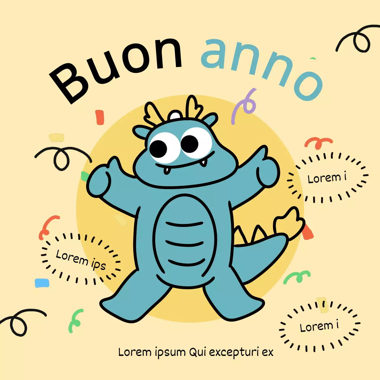 Un grazioso annuncio di vendita del Capodanno lunare in blu e giallo