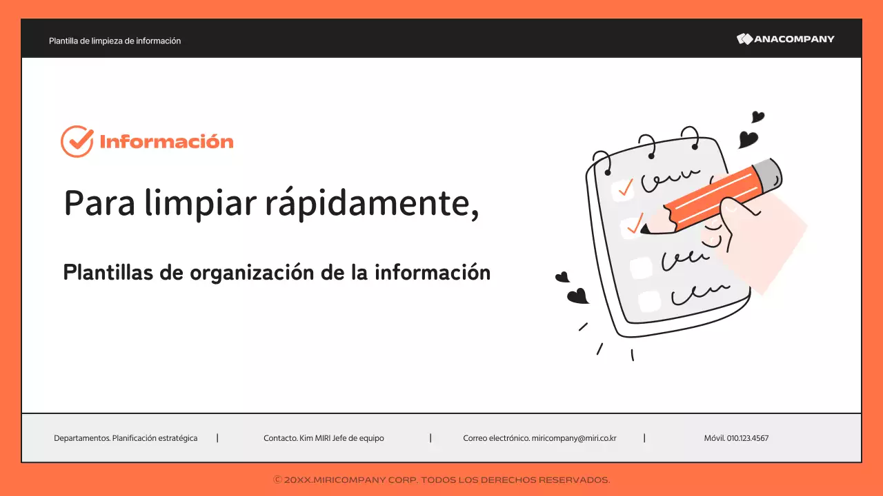 Un sencillo informe naranja y negro, rico en información