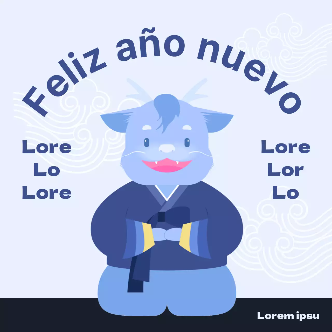 Un bonito anuncio de rebajas del Año Nuevo Lunar en azul y amarillo