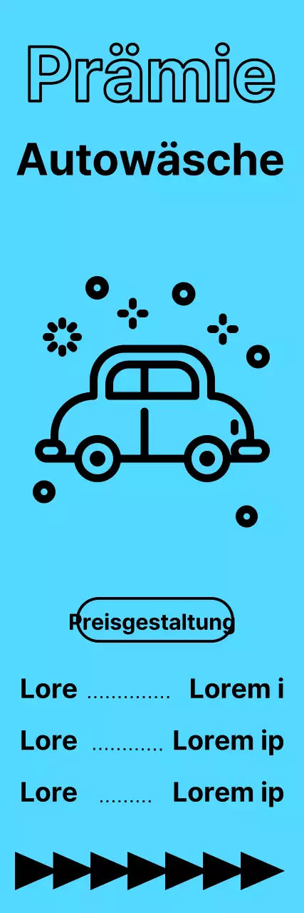 Standorte und Preise von Autowaschanlagen in schwarzer Schrift auf blauem Hintergrund