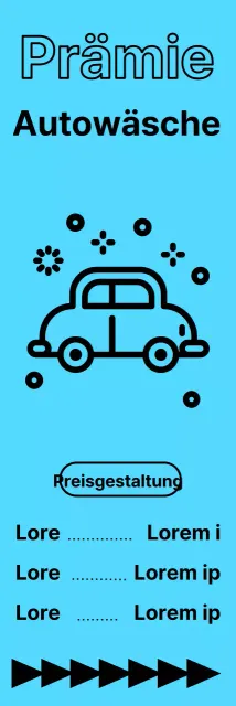 Standorte und Preise von Autowaschanlagen in schwarzer Schrift auf blauem Hintergrund