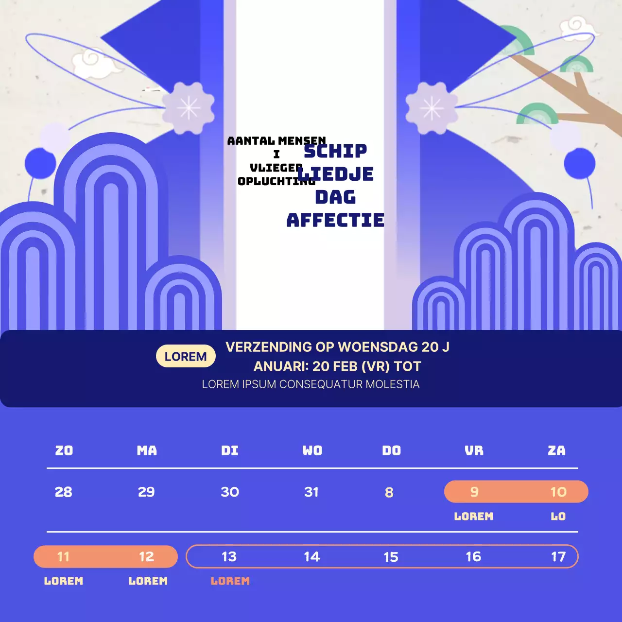 Traditionele Chinese nieuwjaarsaankondigingen in blauw en marineblauw