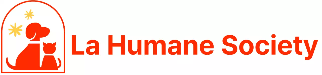 Associazione per la protezione degli animali con un simpatico logo illustrato di un cane e un gatto in rosso.