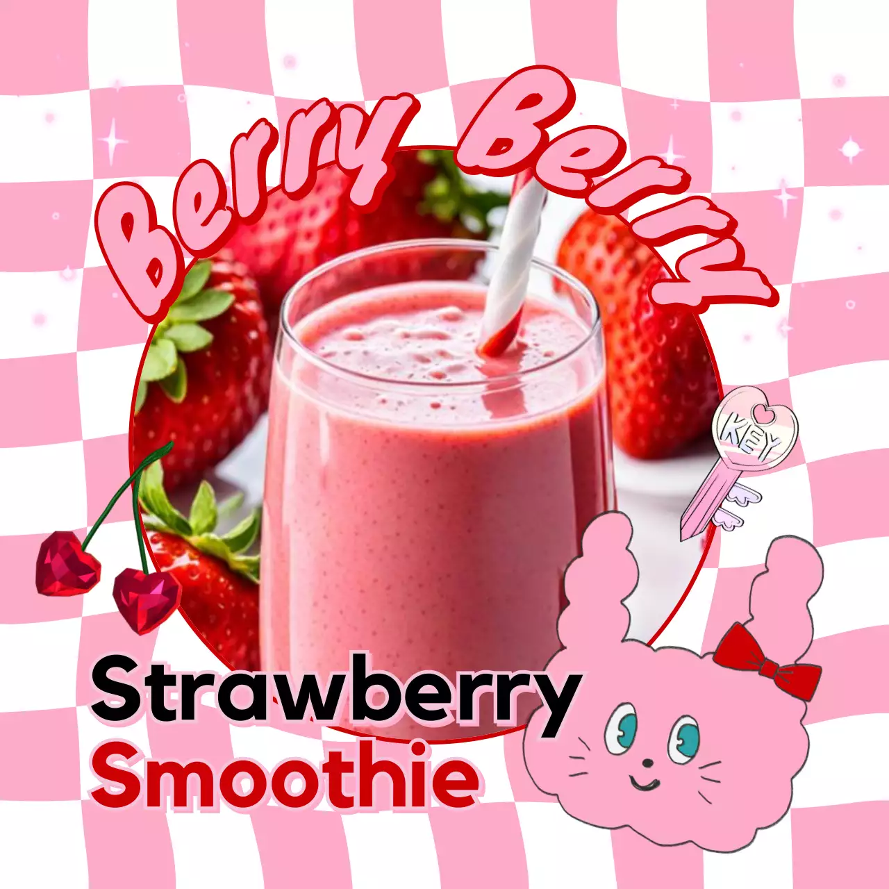 Pink Retro Smoothie Advertisement Social Media Post
