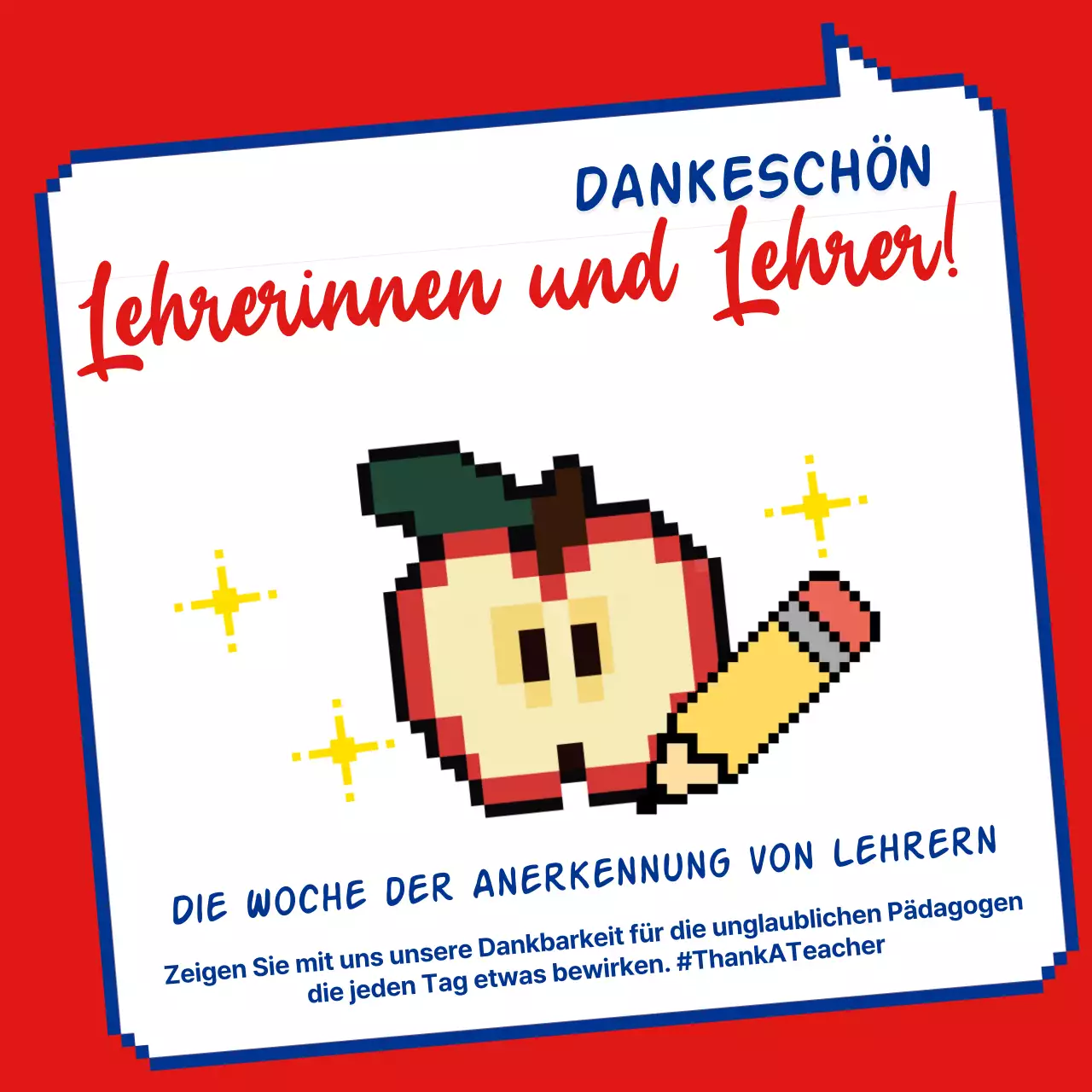 Rot-weiße Retro-Werbung zur Feier des Lehrertags