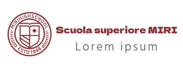 Logo della scuola superiore sotto forma di simbolo circolare dell'istruzione in bordeaux