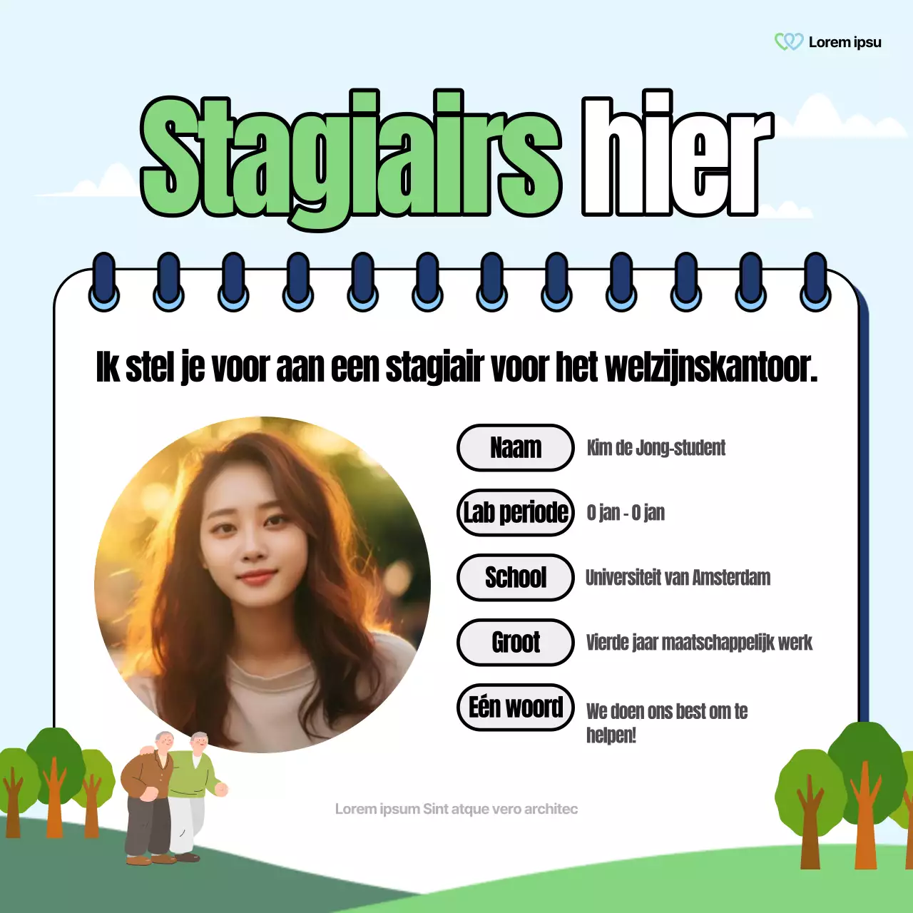 Een mooi bericht over het welzijnskantoor in groen en regenbogen