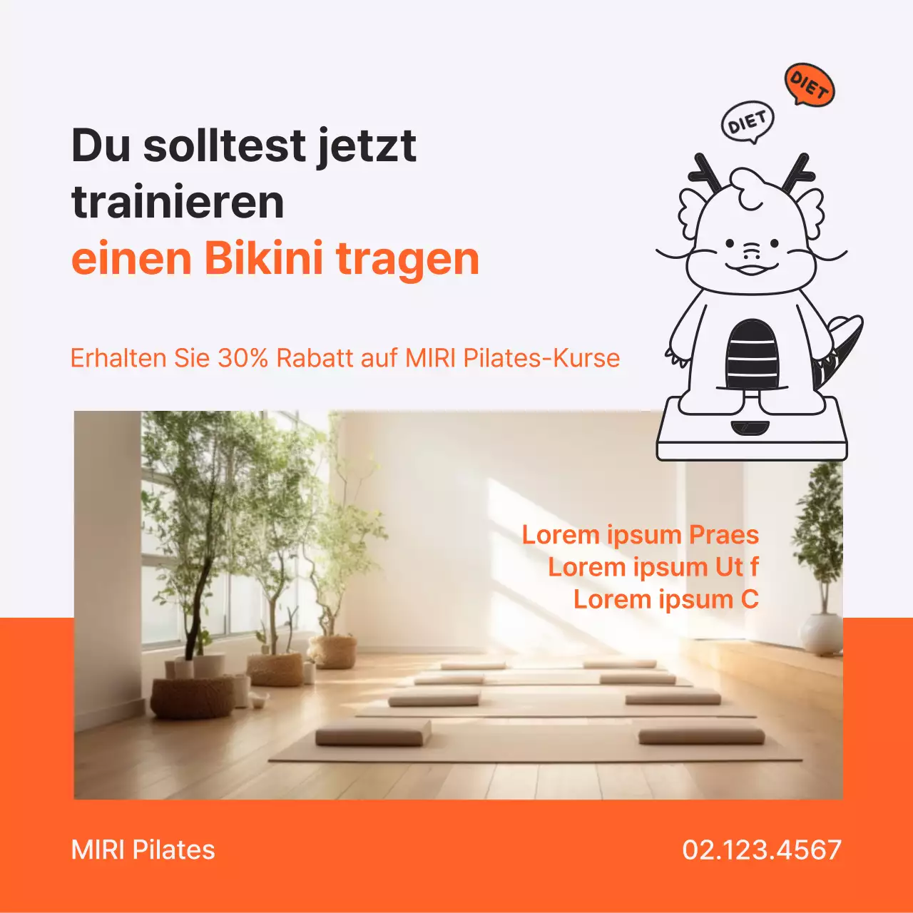 Pop-Art-Anzeige in Orange und Weiß zum Mondneujahrsfest