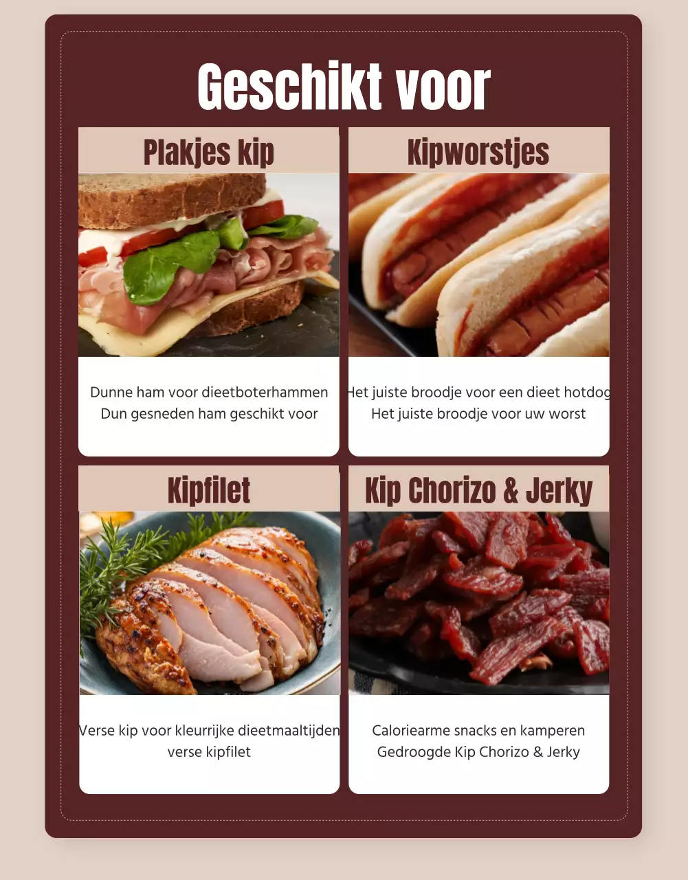 Bevorder een eenvoudig dieet kipfilet in bruin en beige