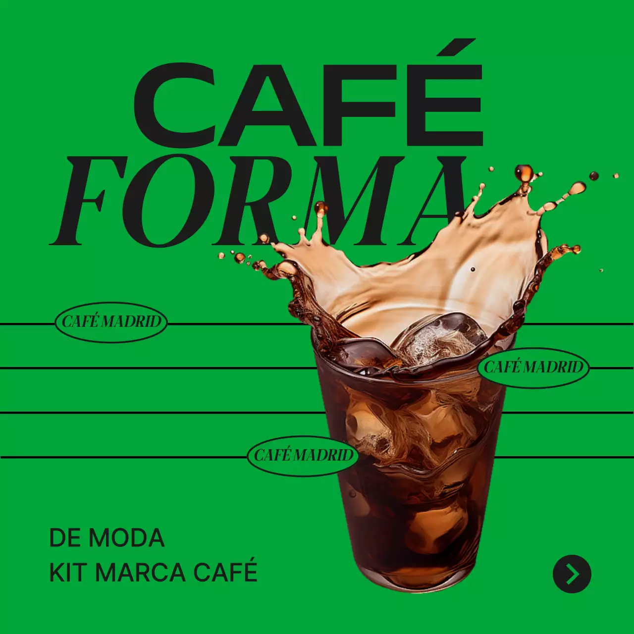 Promover un sencillo anuncio verde y naranja para un café