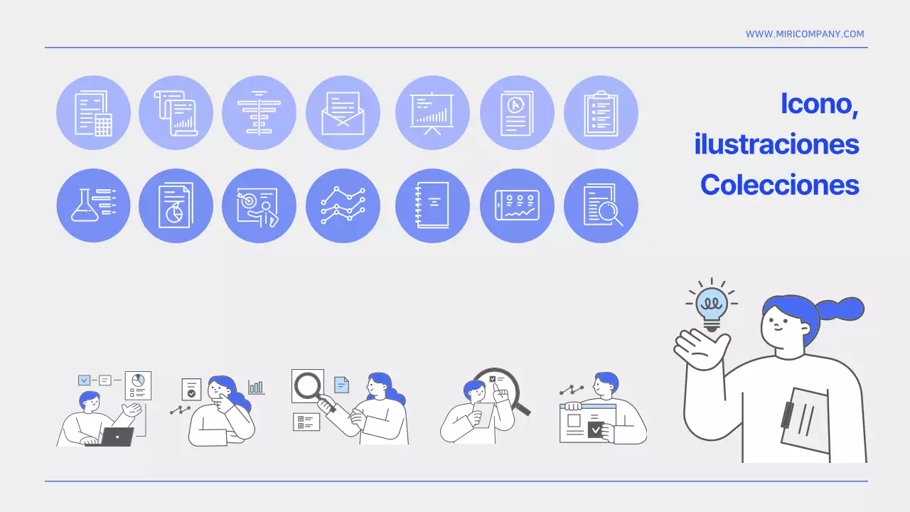 Un sencillo modelo de informe de organización de la información en azul y blanco