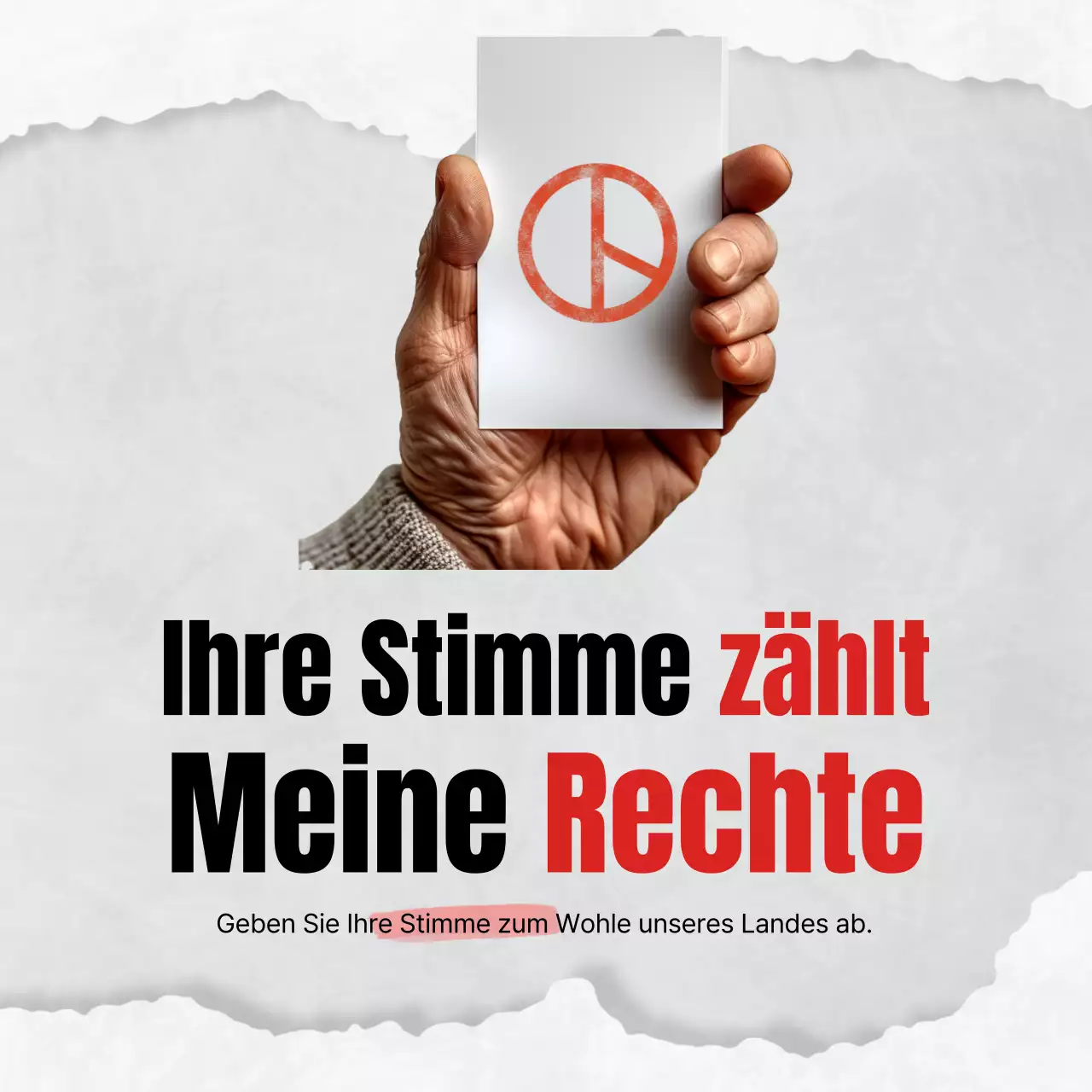 Eine einfache rot-graue Wahlkampfanzeige