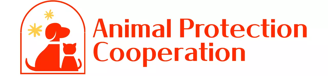 Animal protection association with a cute illustrated logo of a dog and a cat in red.