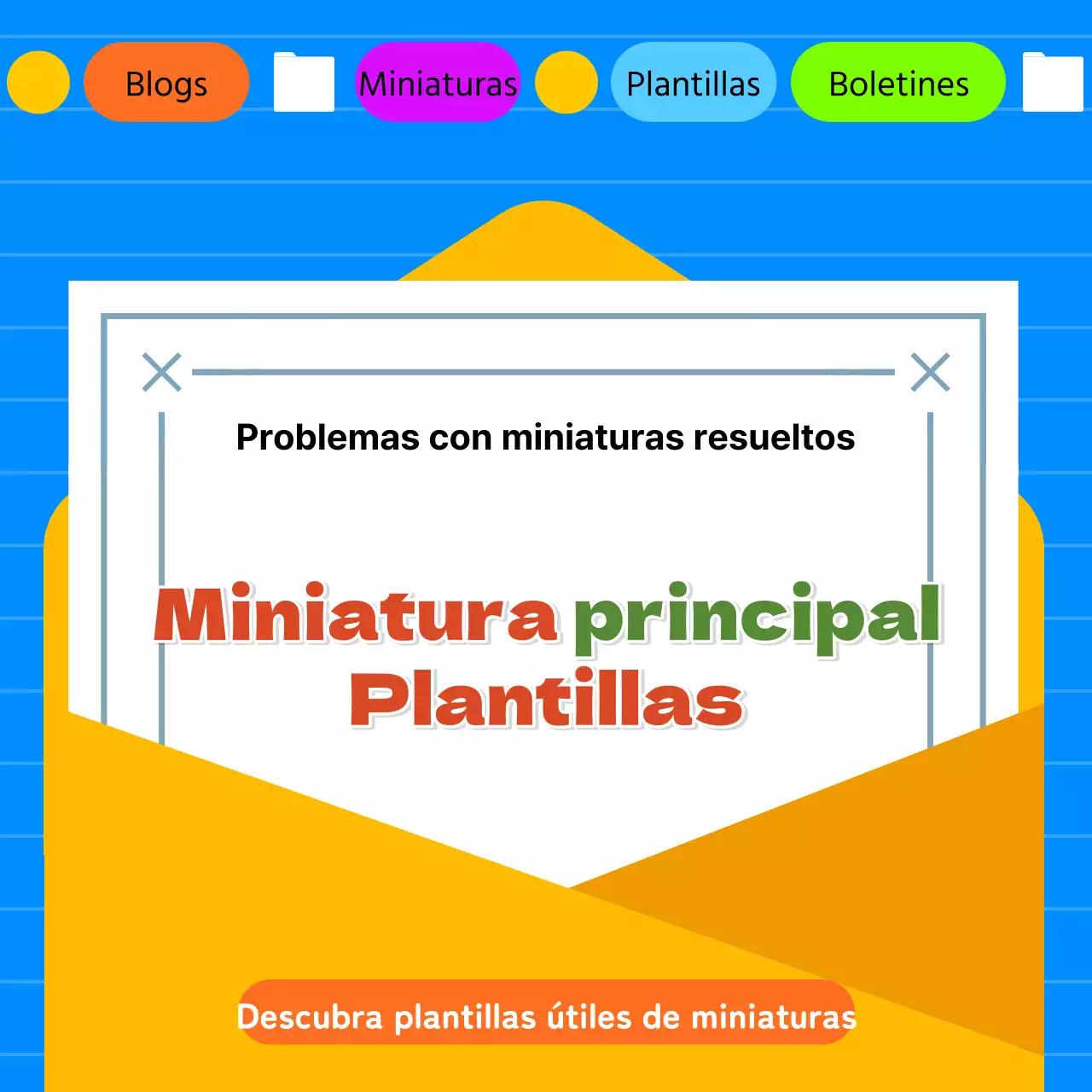 Sencilla plantilla en miniatura azul y amarilla para un boletín de noticias