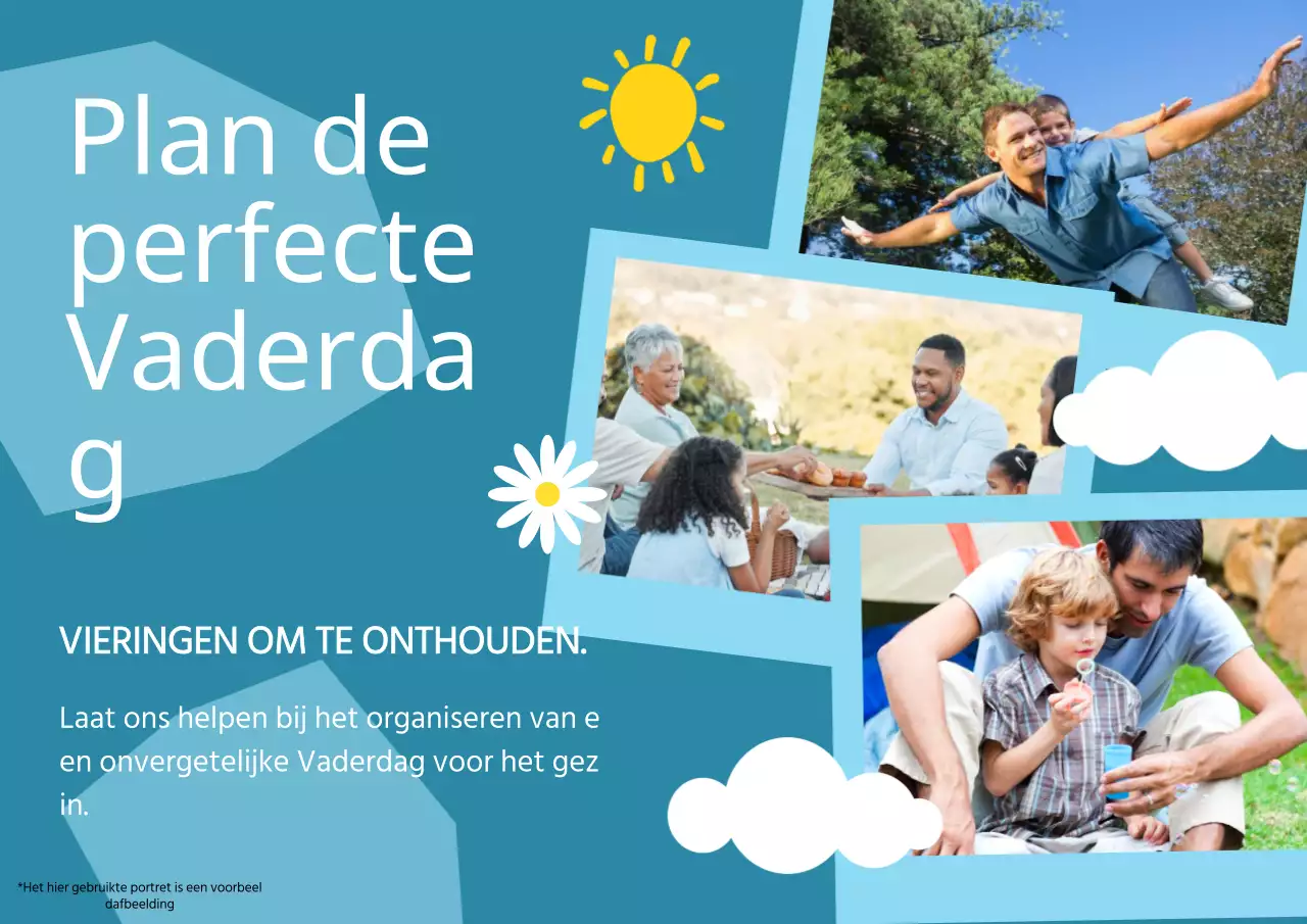 Aantrekkelijke buitendecoratie voor Vaderdag in blauw en geel