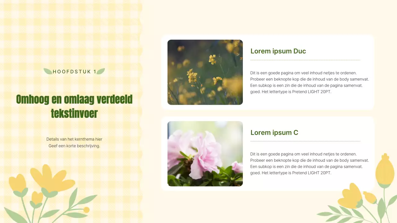 Gele planner met mooie bloemenachtergrond