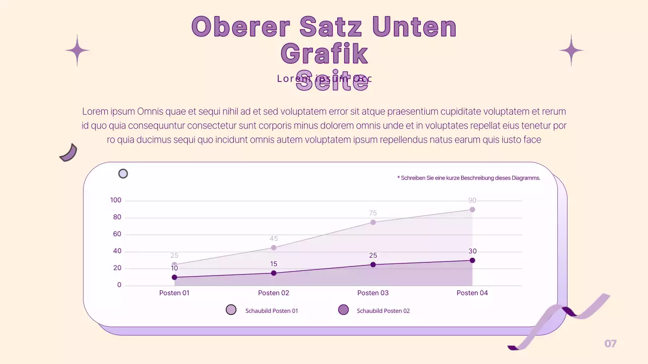 Eine einfache PM-Präsentation in Gelb und Lila