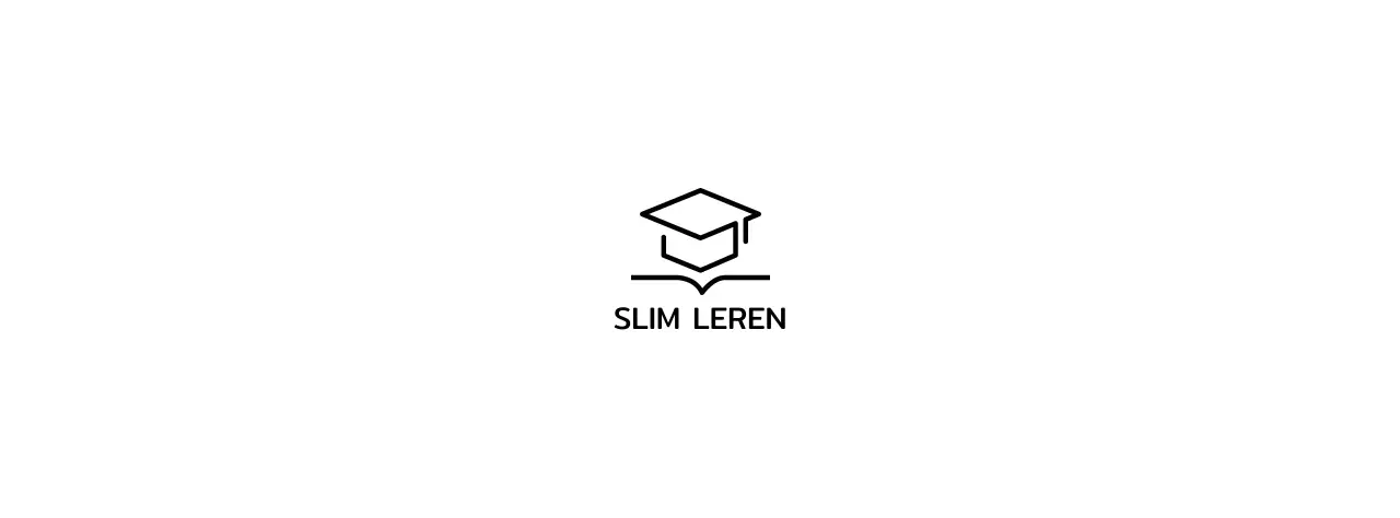 Slim leren met een bachelorpet en boekillustratie-logo