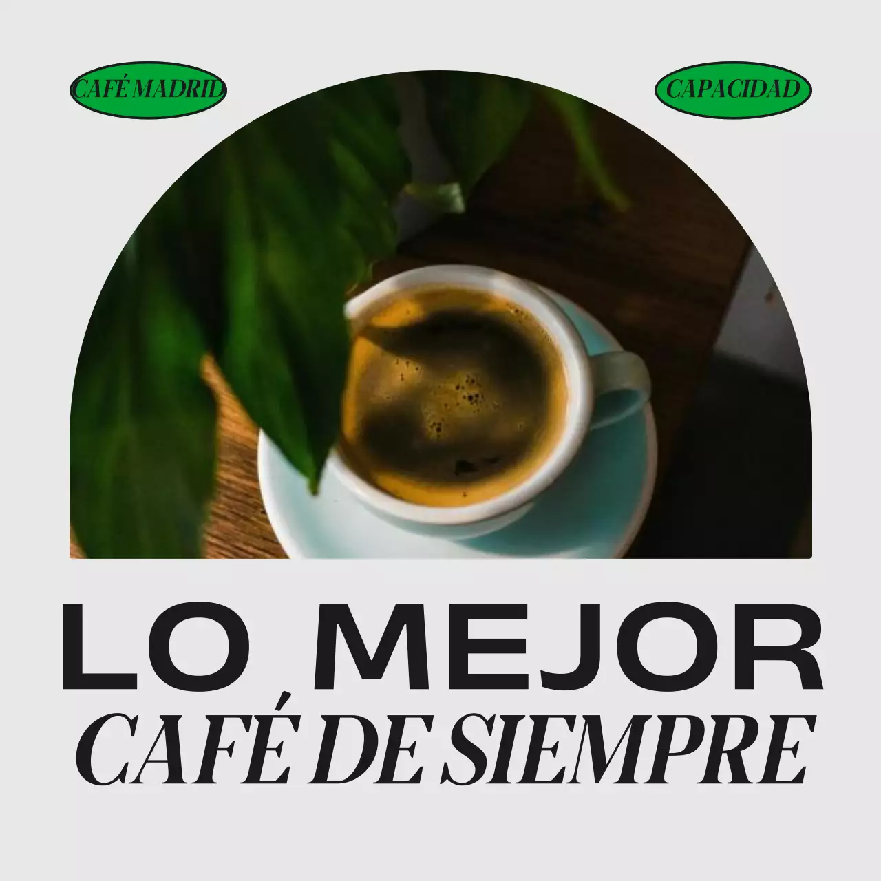 Promover un sencillo anuncio verde y naranja para un café