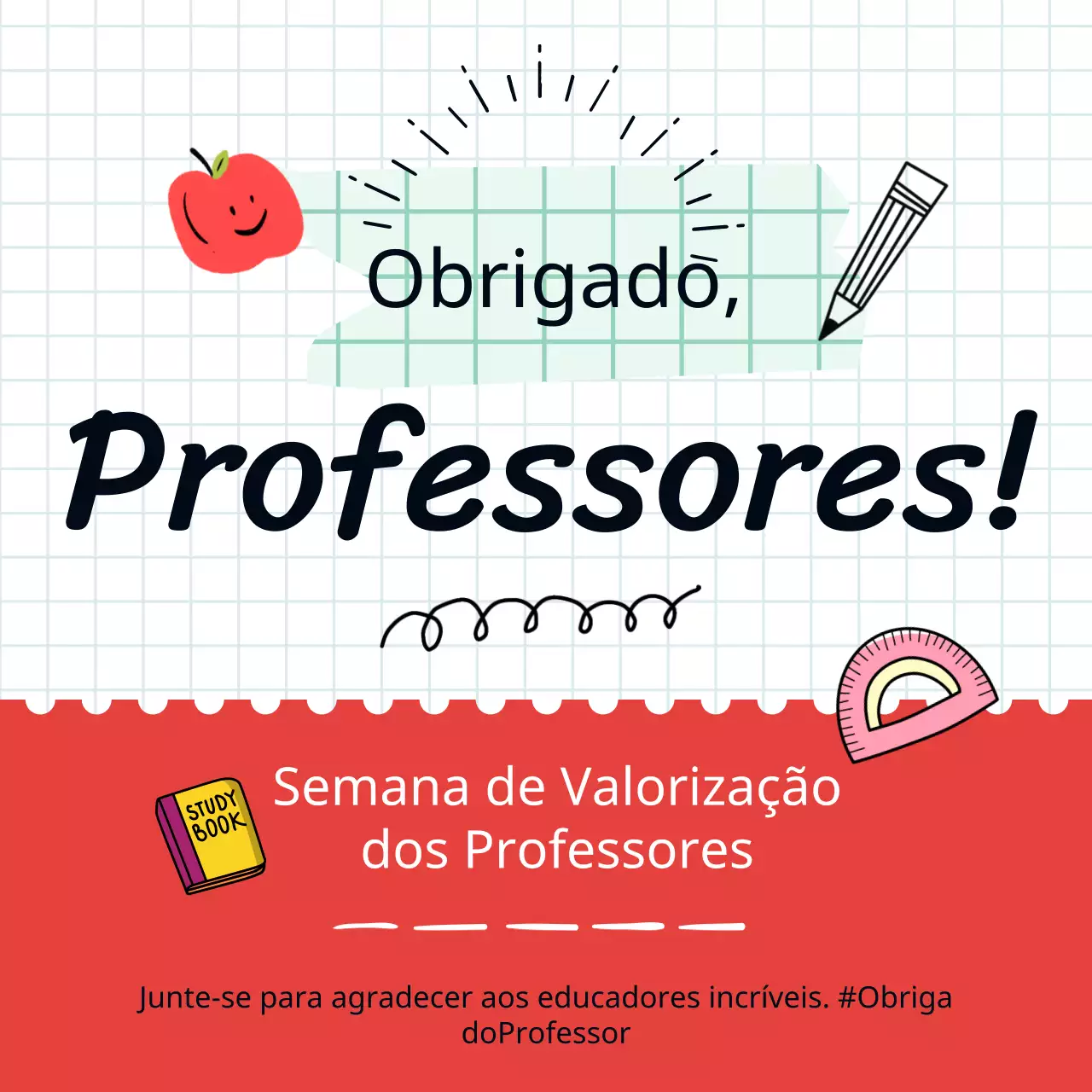 Branco e Vermelho Encantador Publicidade da Semana de Apreciação dos Professores