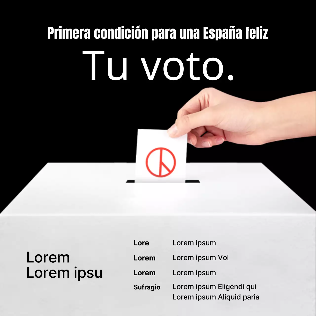 Sencillo anuncio en blanco y negro para animar a votar