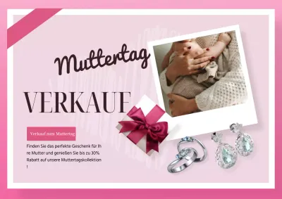 Elegante Muttertagsverkaufsanzeige in Rosa und Weiß