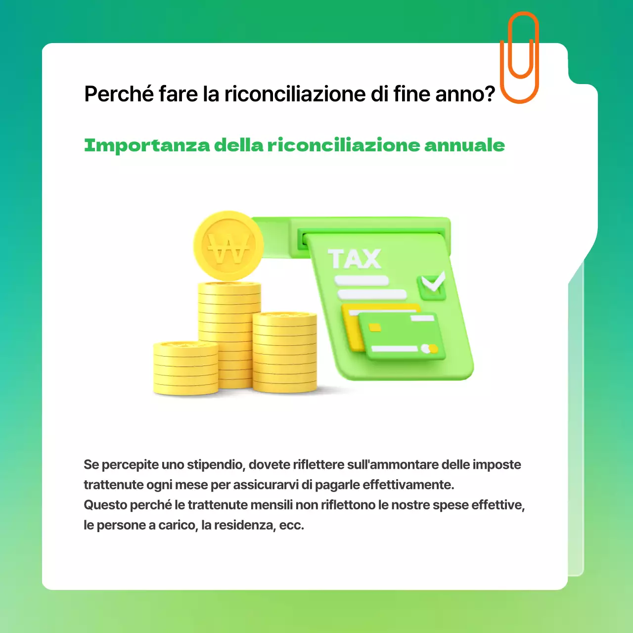 Moderna spiegazione di fine anno contabile con sfondo verde