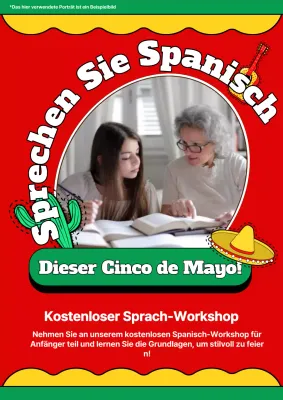 Rot-gelber Kitsch Spanischunterricht Werbung