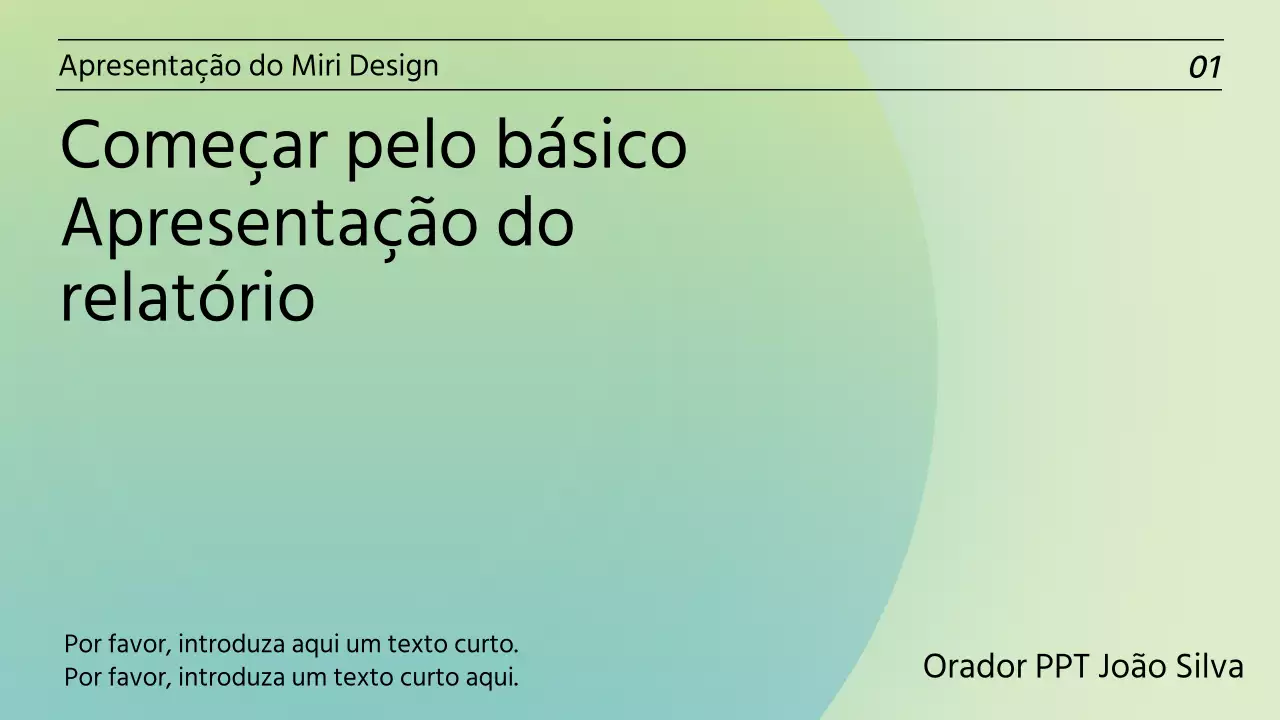 Um relatório de apresentação simples, verde-limão