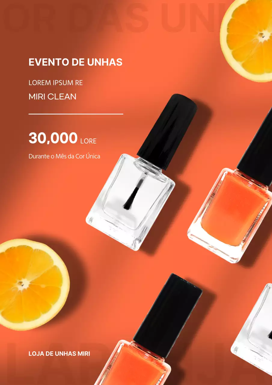 Promover uma moderna cor de unhas do mês em laranja e branco