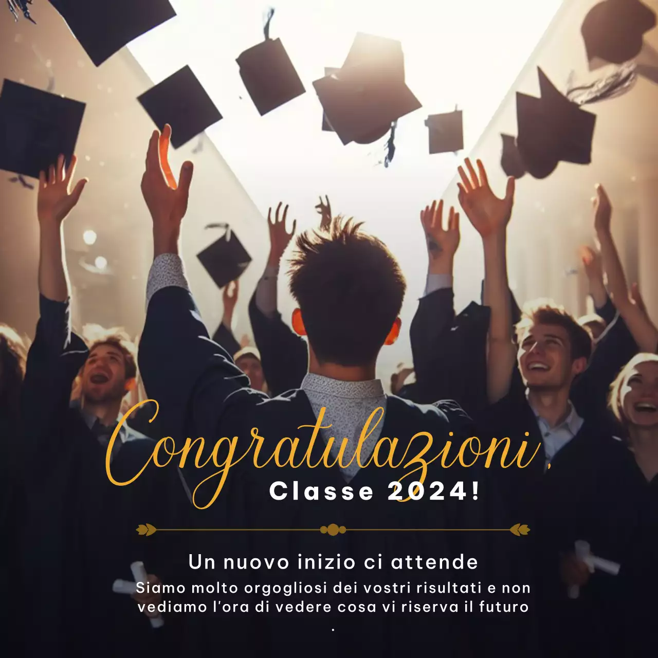 Biglietto di congratulazioni per la laurea in oro e nero