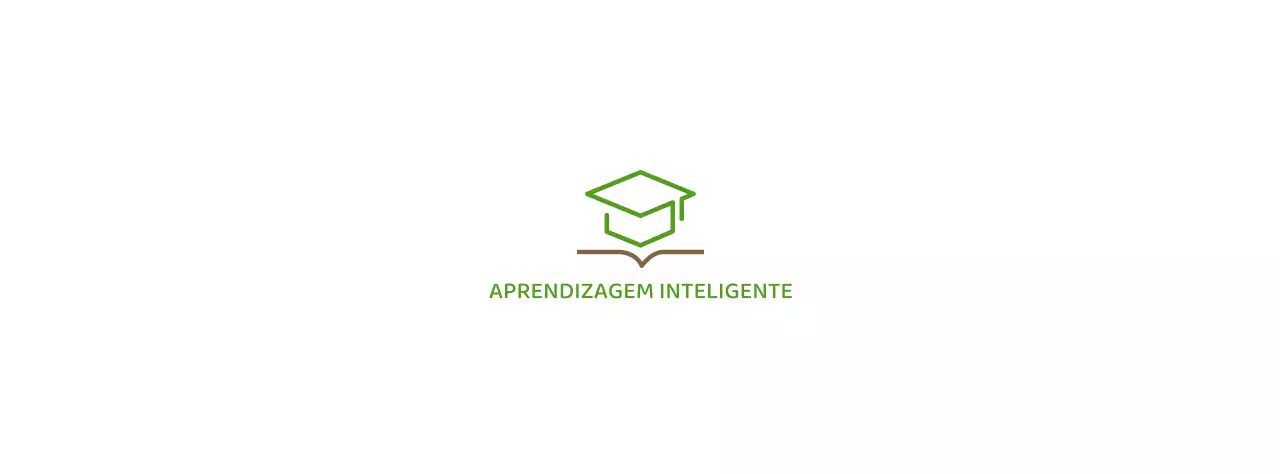 Aprendizagem inteligente com um boné de bacharel verde e um logótipo de ilustração de livro